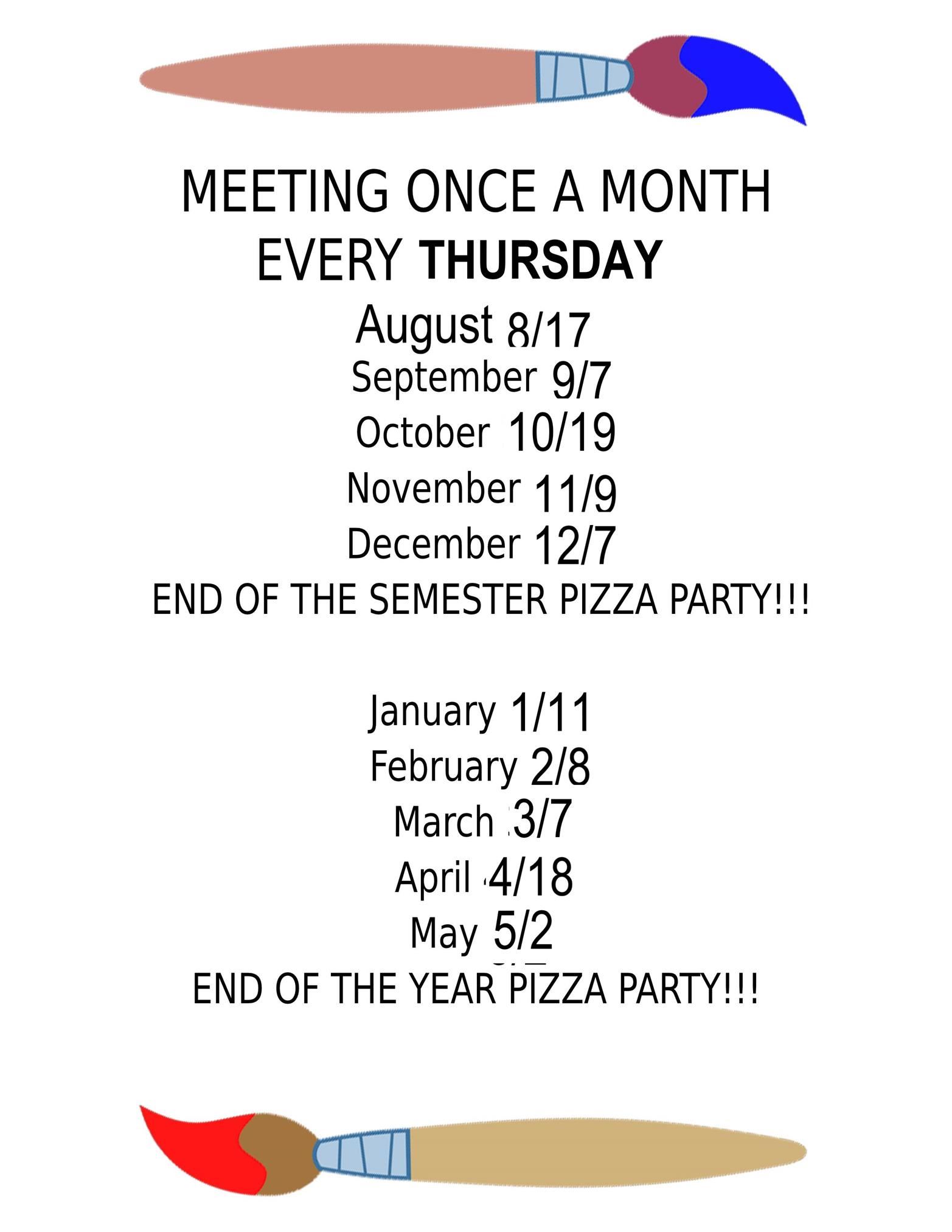 art club meeting dates 2023_2024